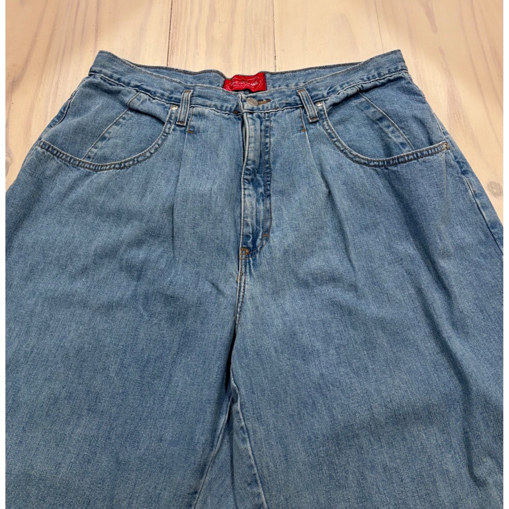 Venezia Jeans Womens‎ 16 Light Wash High Rise Pleated Mom Jeans Made USA Cotton - Picture 13 of 14